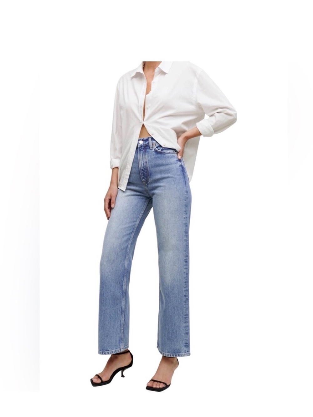 Reformation Wilder High Rise Wide Leg Cropped Jeans